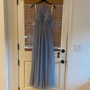 Azazie Dusty Blue Halter Gown